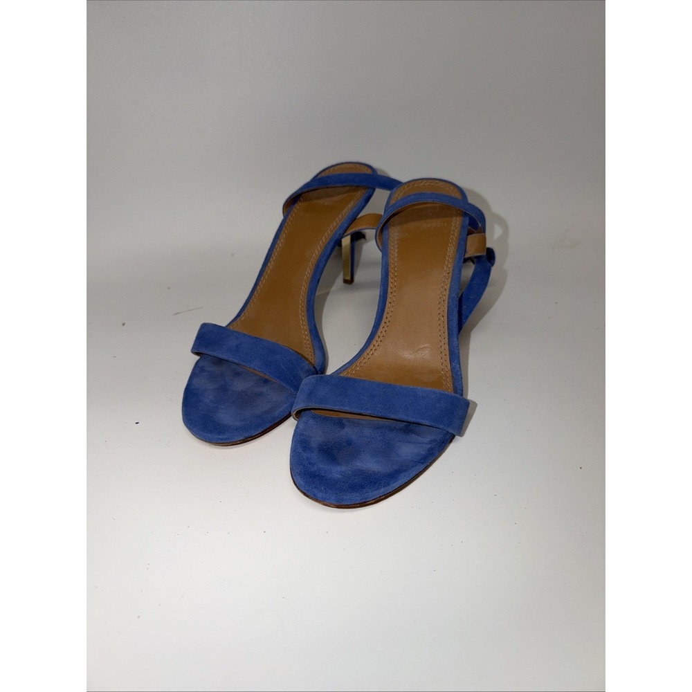 Tory Burch $275 ELANA Ankle Straps Kitten Heel Suede Sandals Jelly Blue Size 8.5